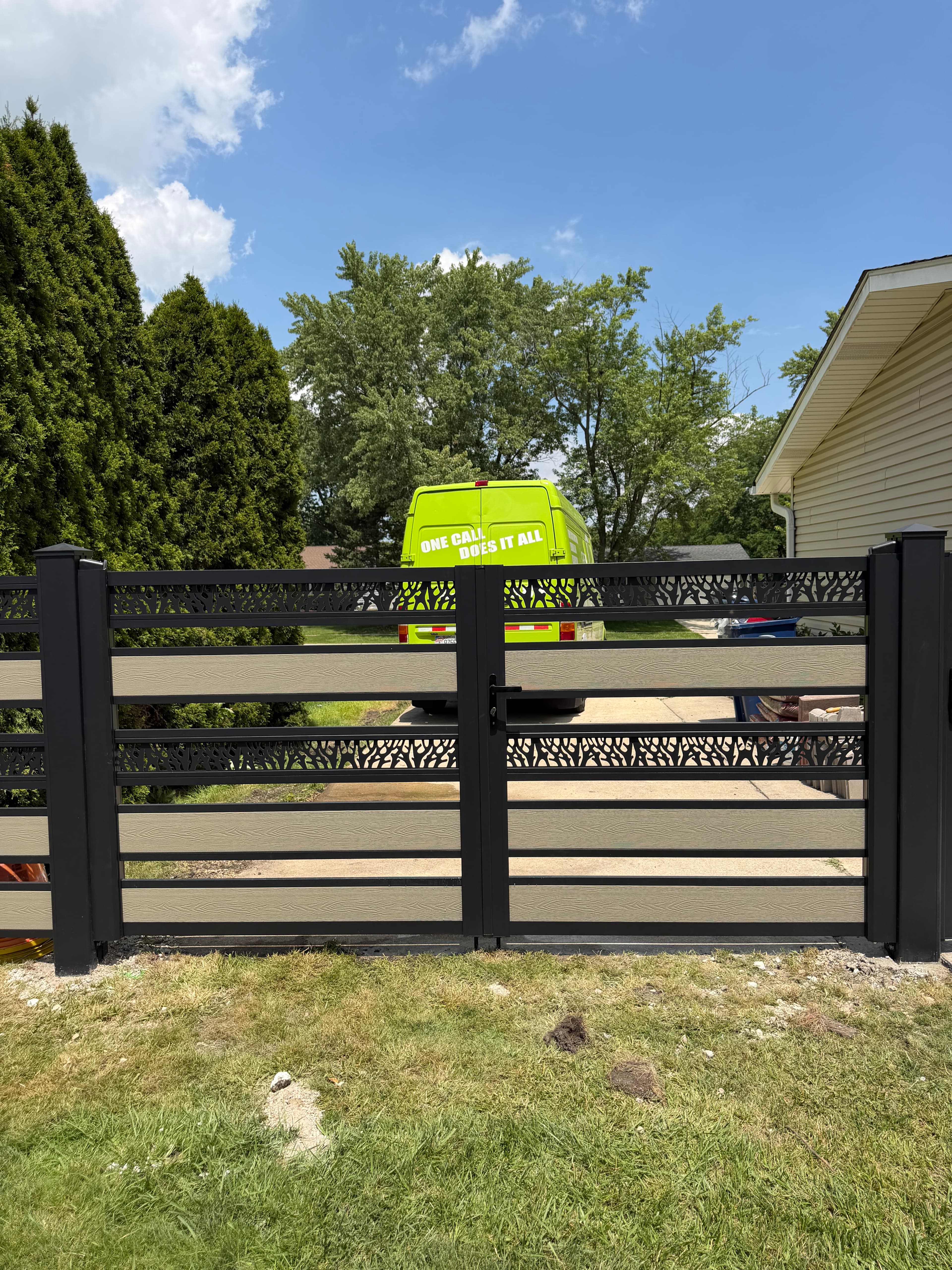 Completed Modern Composite Fence